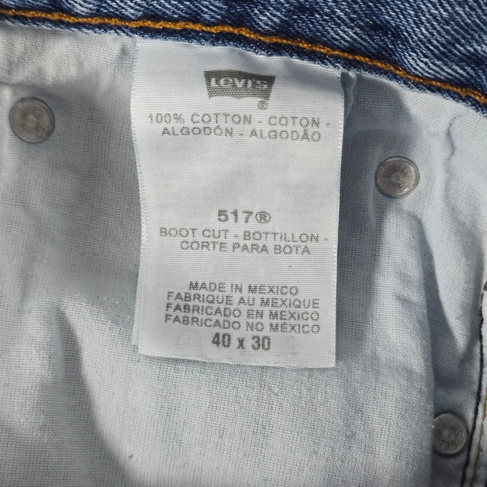 Levis 517 Mens Blue Denim Boot Cut Jeans Medium Wash 40x30 517-0216